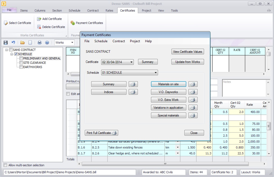screenshot of Bill Project